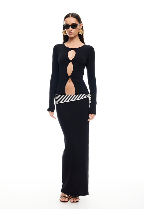 HOMECOMING LONG SLEEVE MAXI DRESS - ONYX