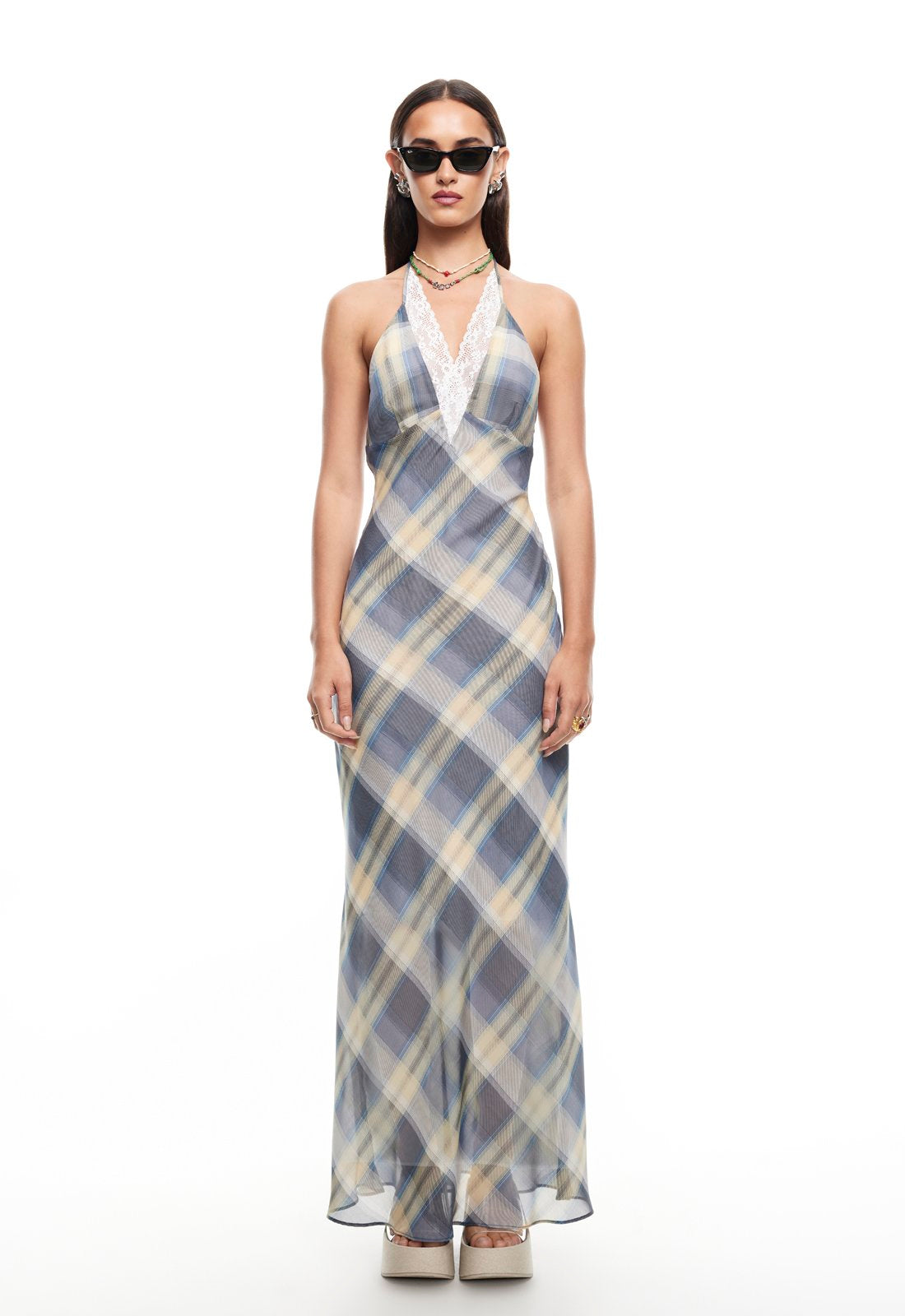 SHORELINE MAXI DRESS - BLUE CHECK