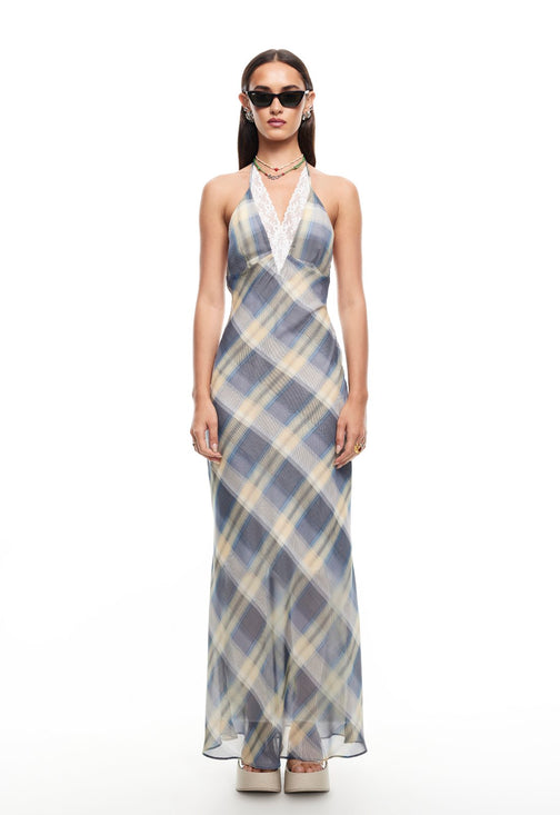 SHORELINE MAXI DRESS - BLUE CHECK