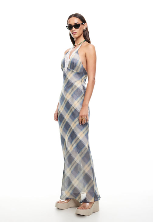 SHORELINE MAXI DRESS - BLUE CHECK