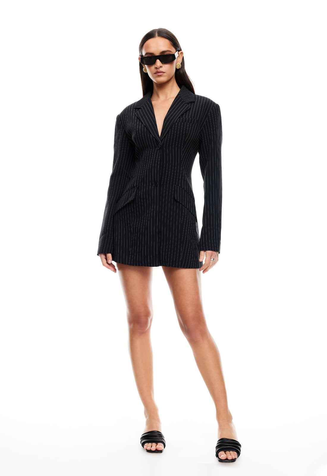 LEO DRESS - ONYX PINSTRIPE