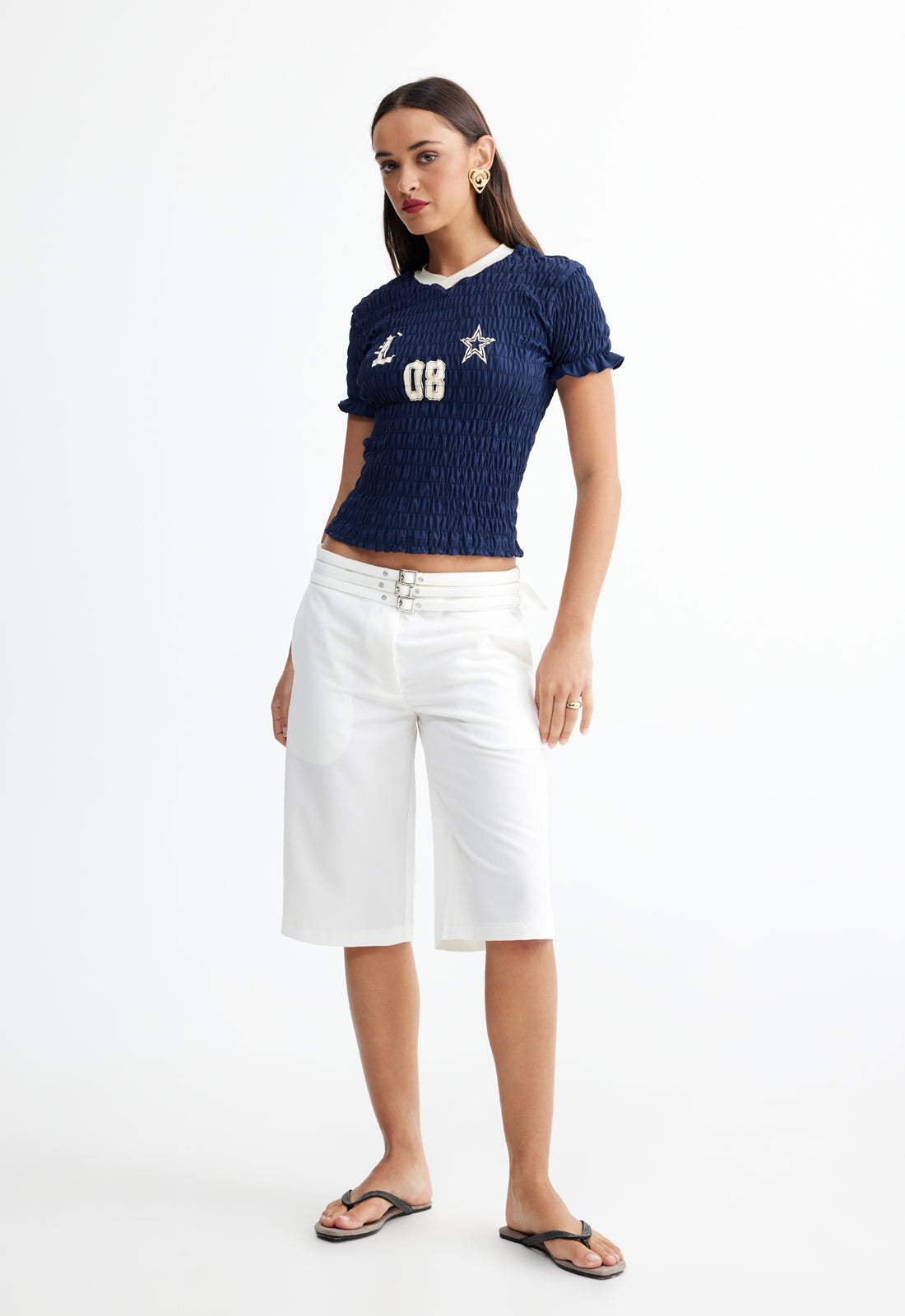 SCRUNCHED SPECTATE TOP - INDIGO