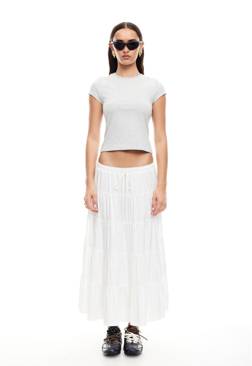 KIERA TIERED SKIRT - PORCELAIN