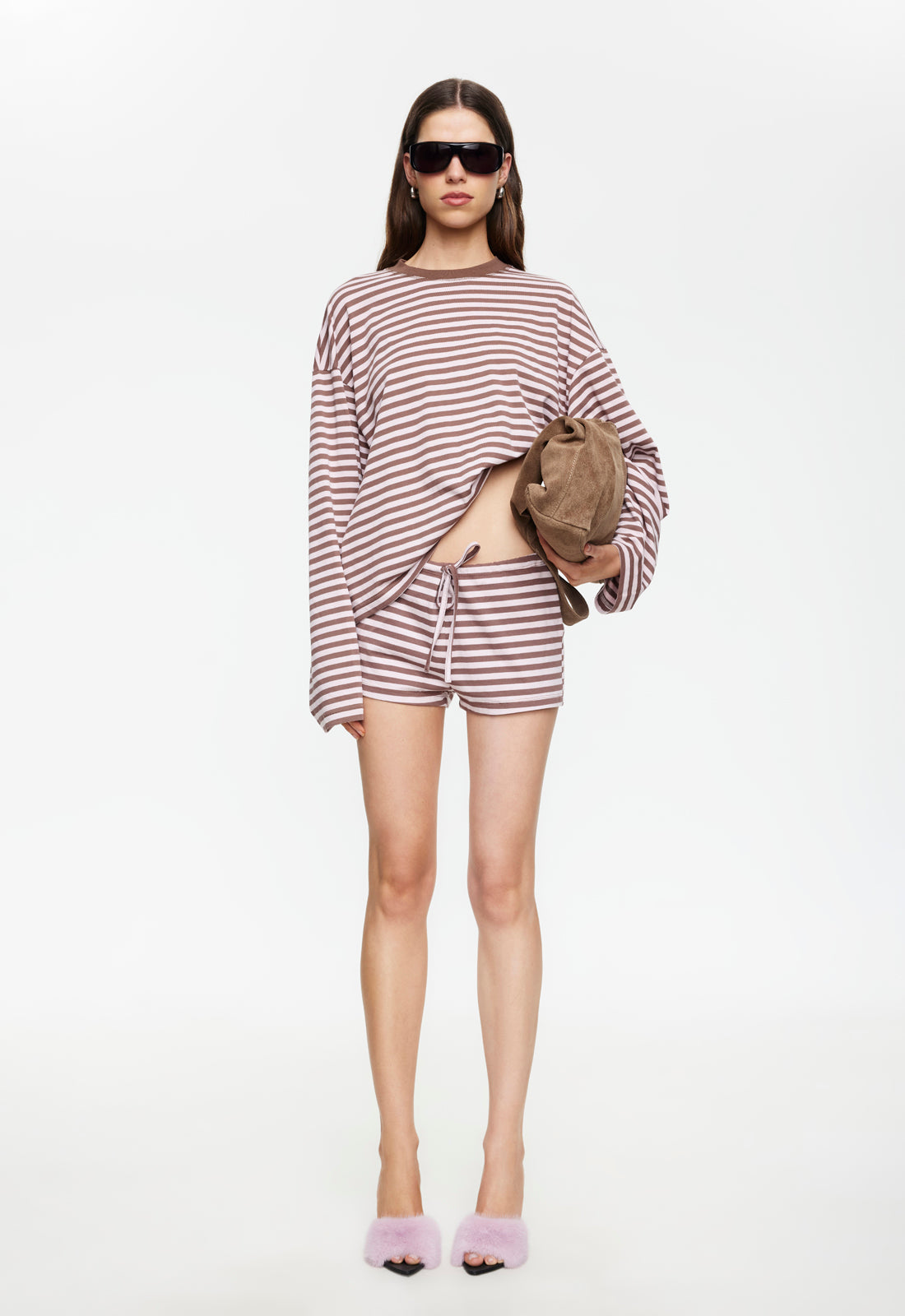 BLOOM LONG SLEEVE - CHOCOLATE BLUSH STRIPE