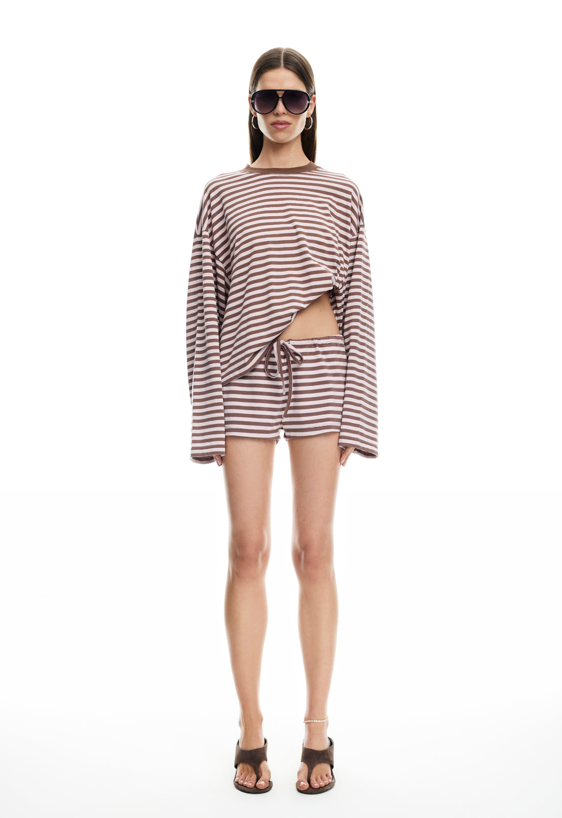 BLOOM LONG SLEEVE - CHOCOLATE BLUSH STRIPE