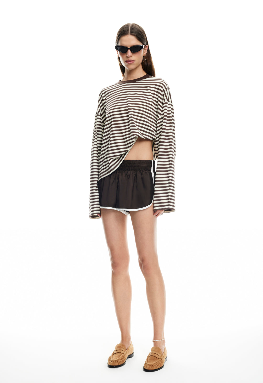BLOOM LONG SLEEVE - DARK CHOCOLATE STRIPE – LIONESS FASHION