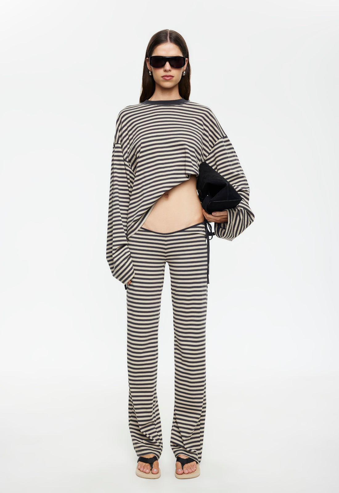 BLOOM TIE PANT - SLATE STRIPE