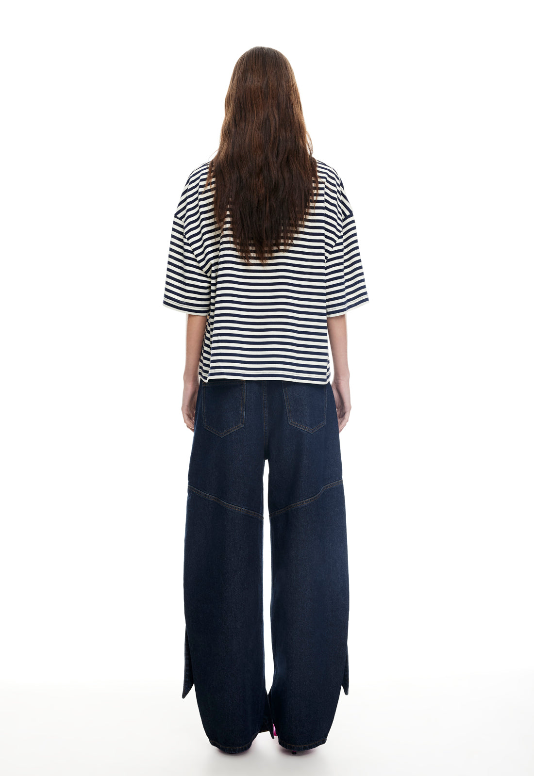 BLOOM SHORT SLEEVE - WHITE NAVY STRIPE