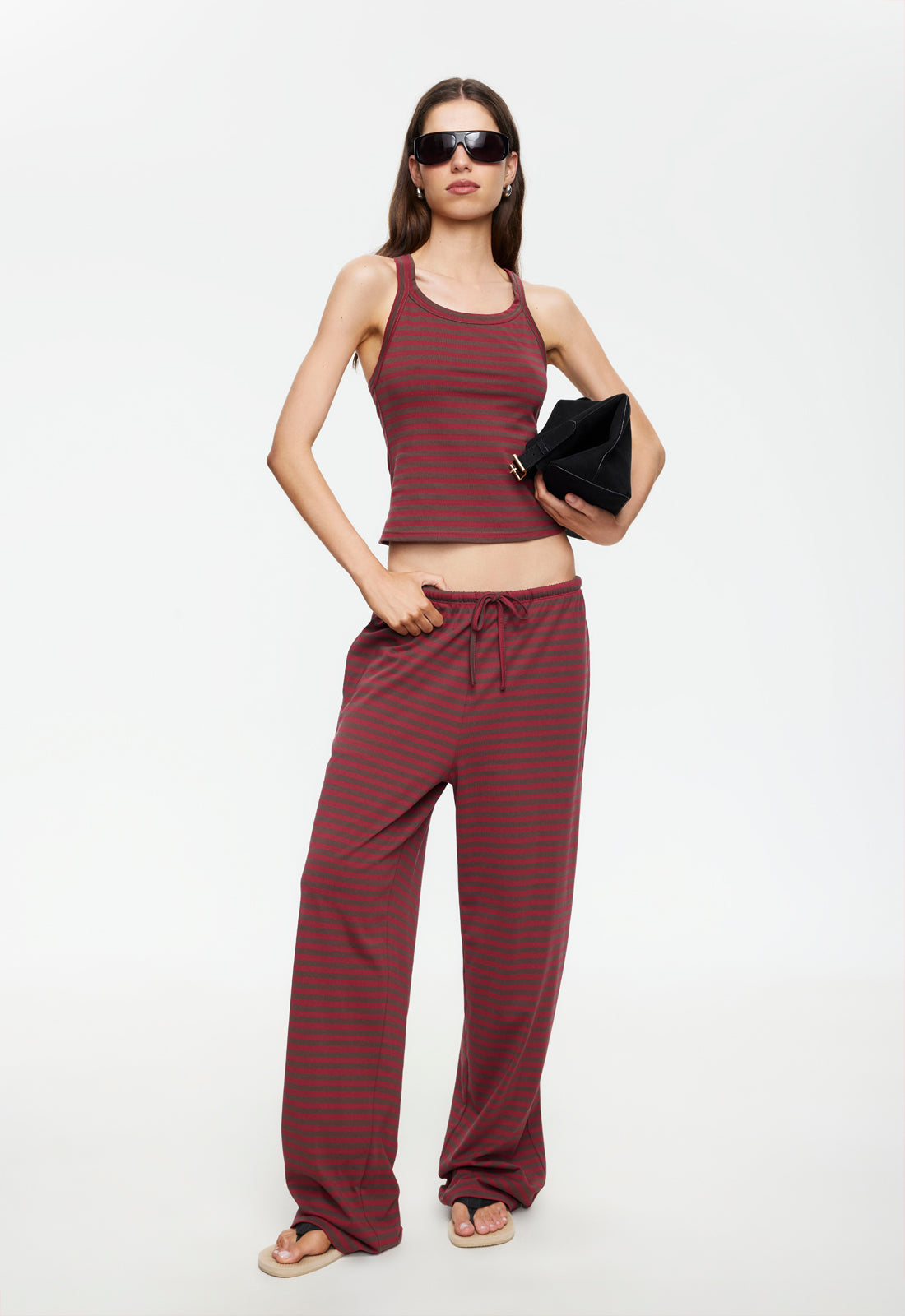 LUCKY CAMI - CHOCOLATE WINE STRIPE