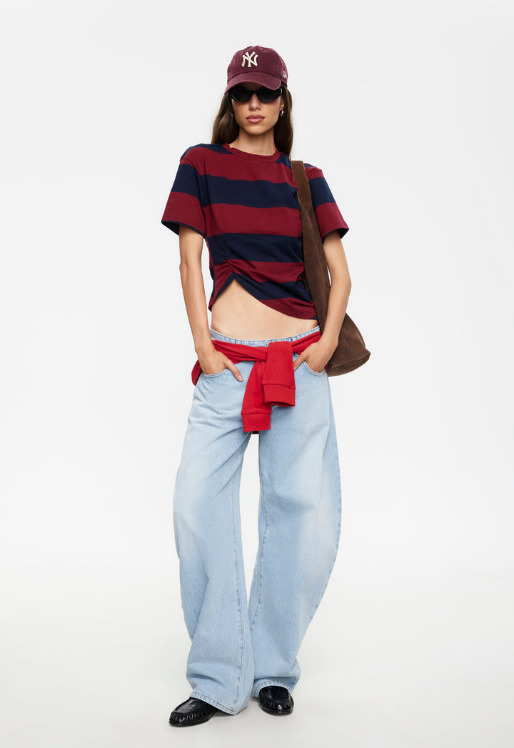 IN TRANSIT TEE - BURGUNDY STRIPE