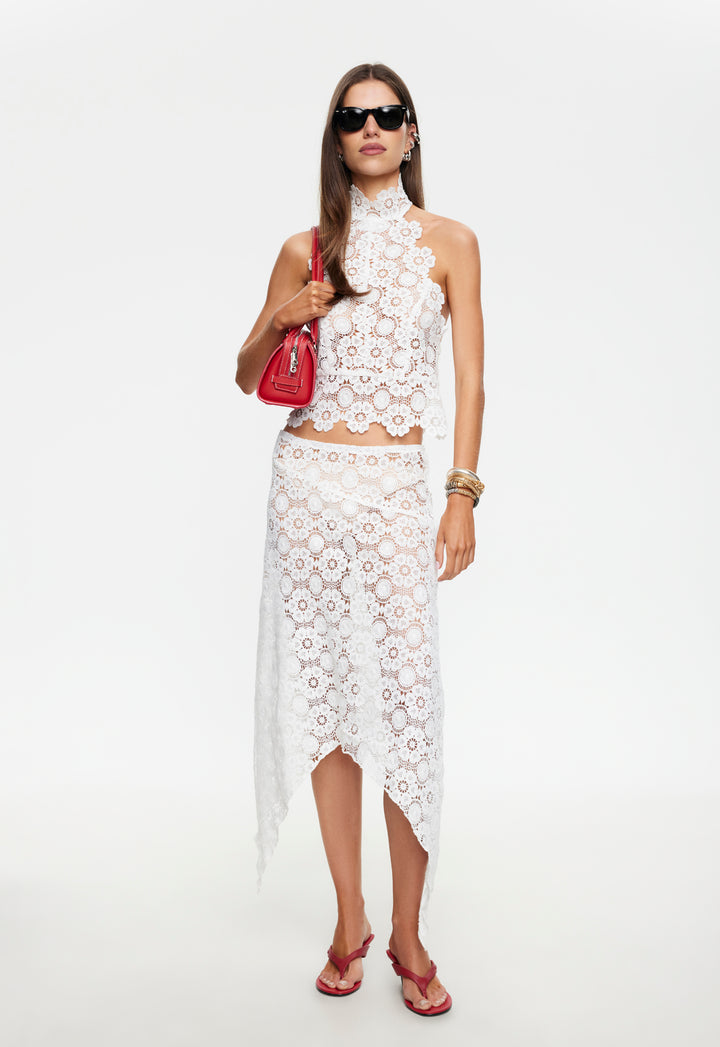 TROPHY MIDI SKIRT - PORCELAIN