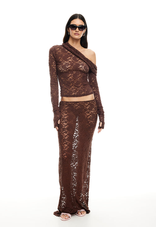 BLACK SWAN LACE MAXI - CHOCOLATE