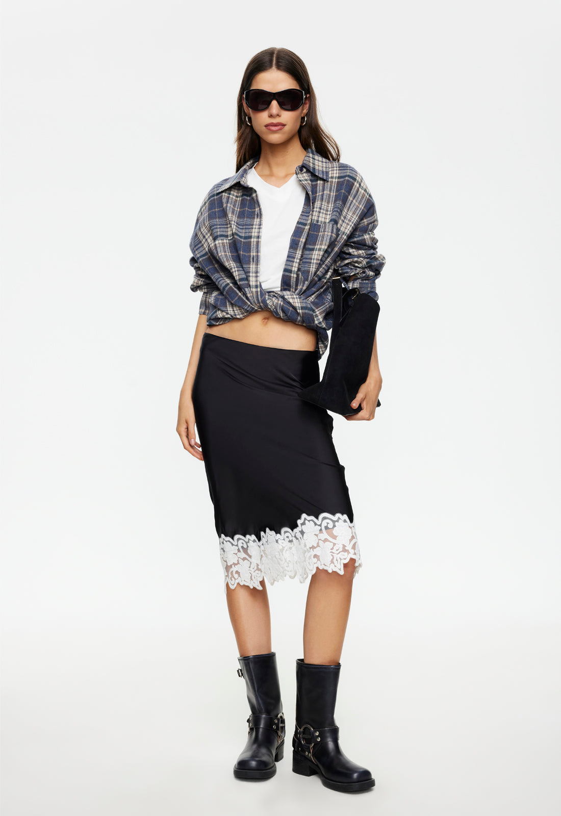 ANCHORED MIDI SKIRT - NOIR