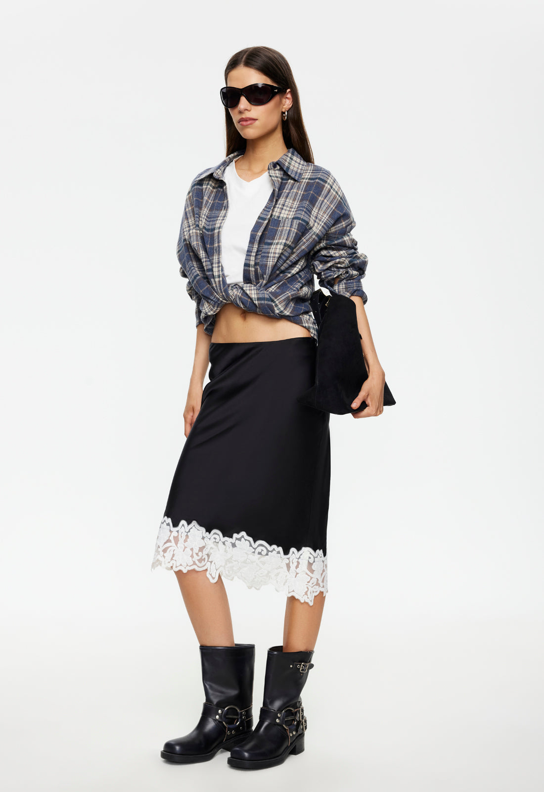 ANCHORED MIDI SKIRT - NOIR