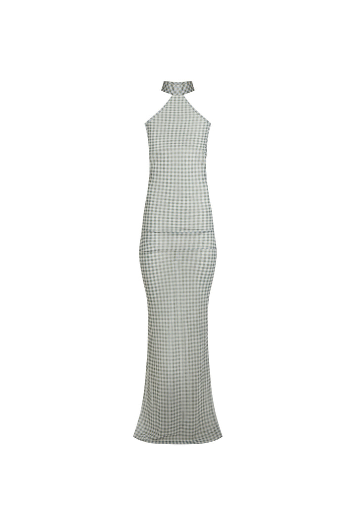 LUX MAXI DRESS - SKY CHECK