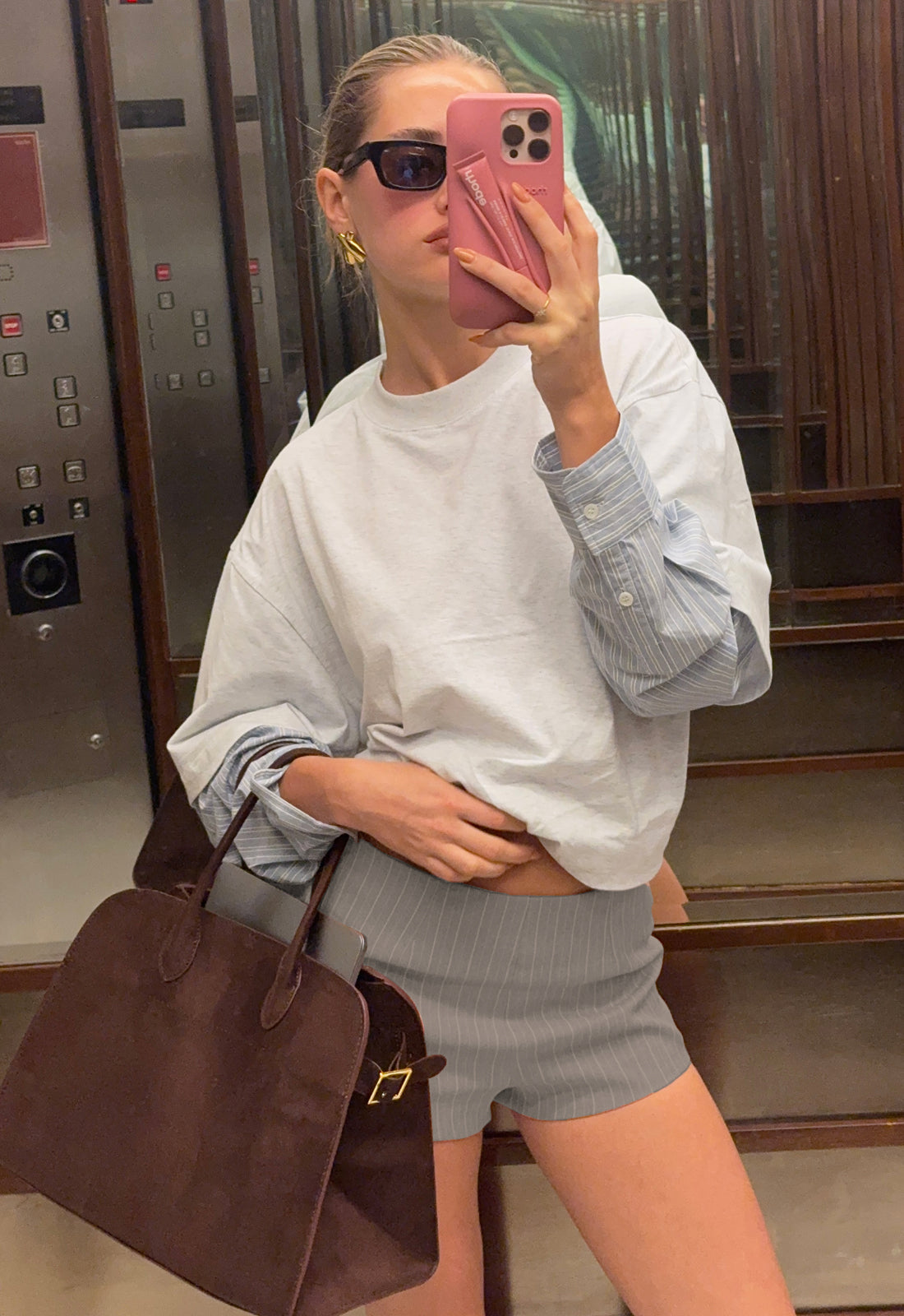 CHLOE SHORT  - ASH STRIPE