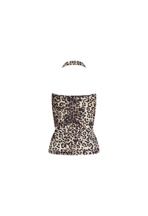 ROUJE HALTER TOP - LEOPARD FADE