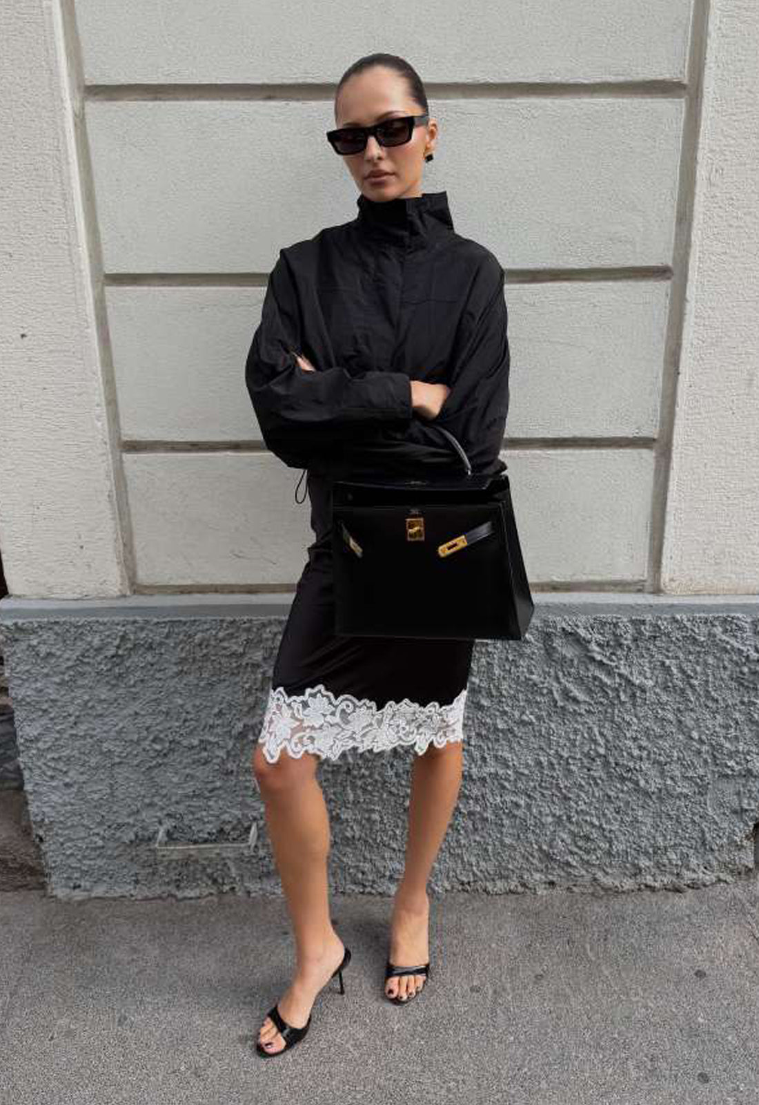 ANCHORED MIDI SKIRT - NOIR