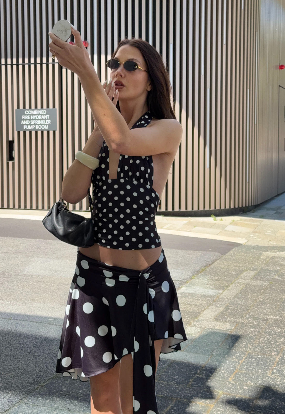 SAFARI MIDI SKIRT - NOIR POLKA