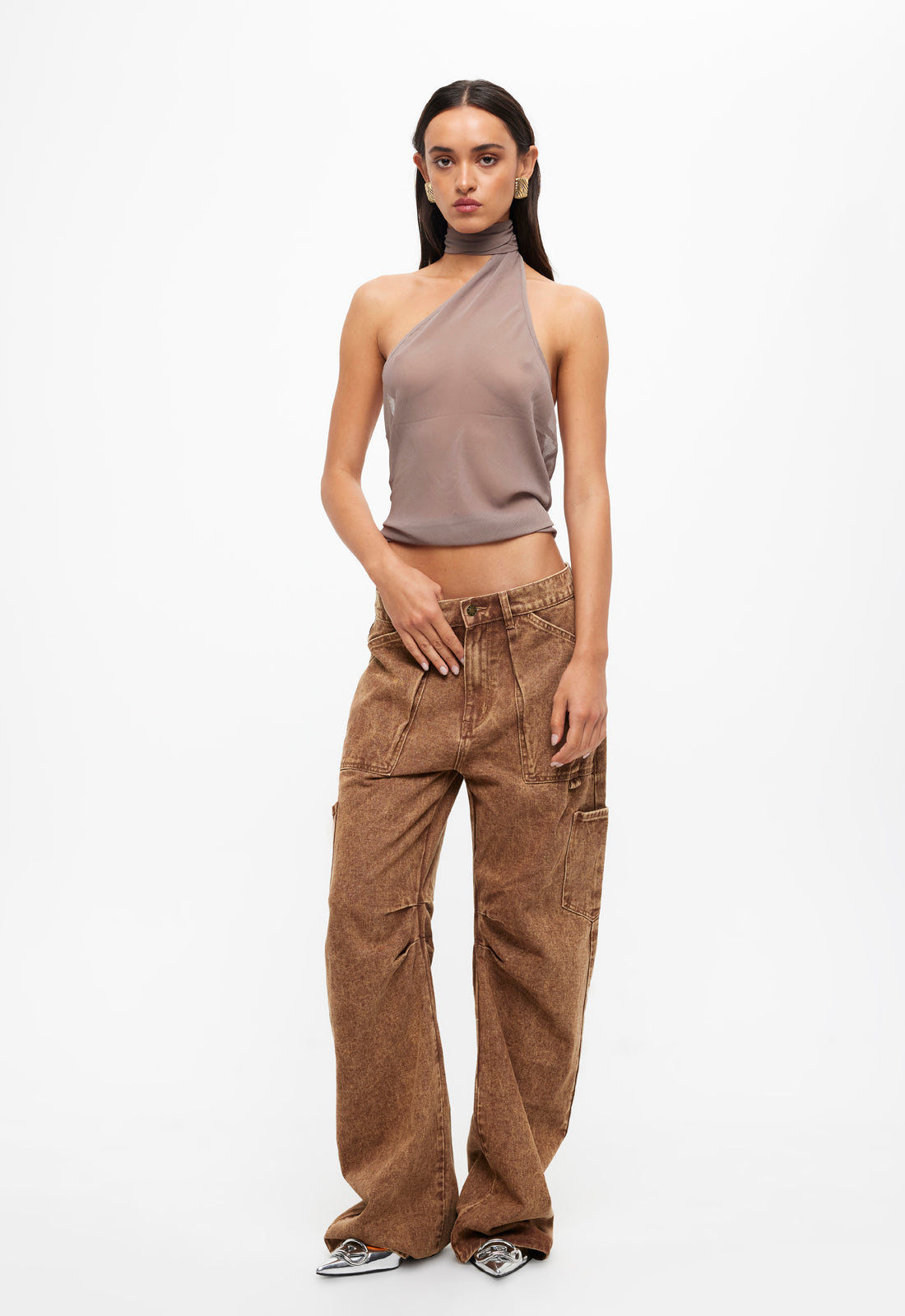 LUX TIE TOP - TAUPE